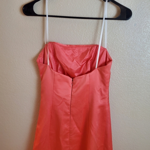 Vintage 90s Cache Strapless Satin Coral Evening Prom Formal Dress Y2K - Picture 3 of 8